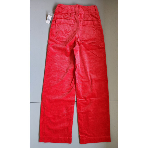 NWT Maeve The Colette Cropped Corduroy Wide Leg Pants Sz 24 Tall Red #7C415 - Picture 4 of 10